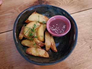 Potatoes at Inclusive Cafe Ogurci in St Petersburg