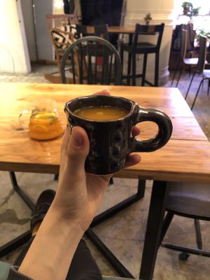 sea ​​buckthorn tea  at Inclusive Cafe Ogurci in St Petersburg