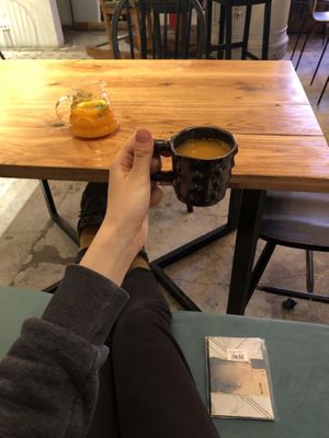 sea ​​buckthorn tea  at Inclusive Cafe Ogurci in St Petersburg