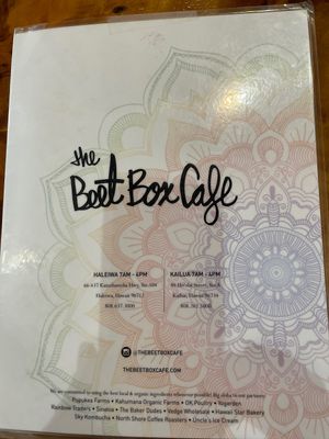 Info at The Beet Box Cafe in Haleiwa