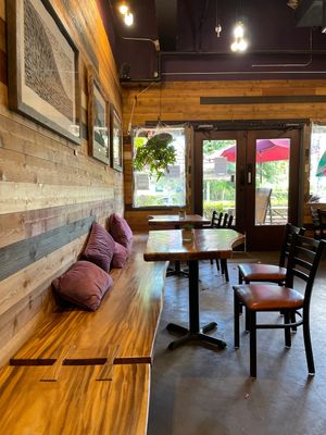 Interior seating  at The Beet Box Cafe in Haleiwa