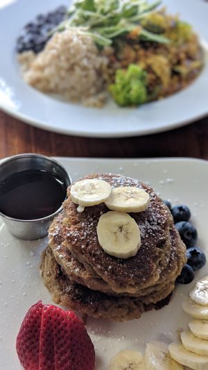 Banana Oat Pancakes at The Beet Box Cafe in Haleiwa