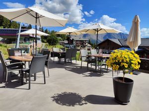 Outdoor seating at Bettmerhof in Bettmeralp