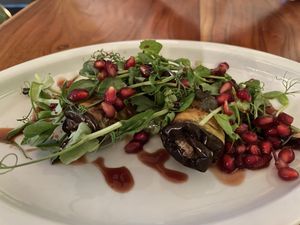 Aubergine Rolls with “Feta" at The Veg Box Cafe - Canterbury in Canterbury