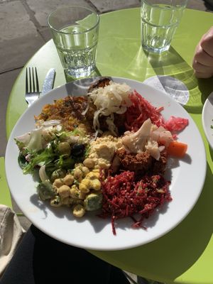 Fritter lunch  at The Veg Box Cafe - Canterbury in Canterbury
