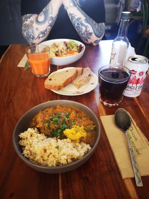 Korma, salad and sourdough bread🥰 at The Veg Box Cafe - Canterbury in Canterbury