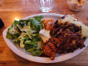 Shepard's pie (vegan) and sides at The Veg Box Cafe - Canterbury in Canterbury