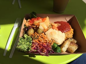 Super tasty burger salad  at The Veg Box Cafe - Canterbury in Canterbury