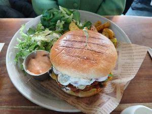 My friend had the royale burger at The Veg Box Cafe - Canterbury in Canterbury