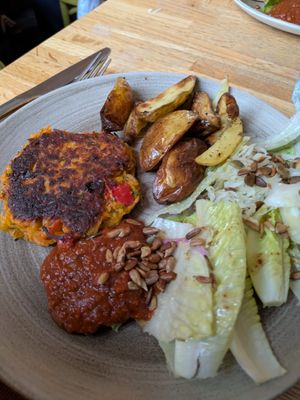 Carrot and red pepper fritter at The Veg Box Cafe - Canterbury in Canterbury
