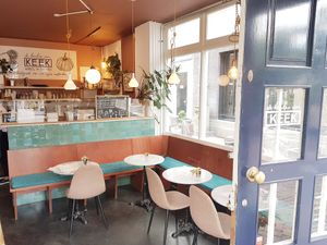 Interior of the cosy little shop and bakery. at De Keuken van KEEK in Utrecht