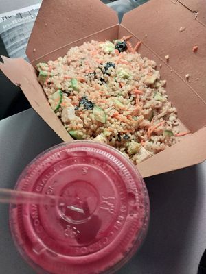 sushi bowl, pink lady juice at Naked Lunch in Philadelphia