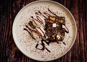 Rocky Road served with Vanilla Ice Cream at The Wooer in Falkirk