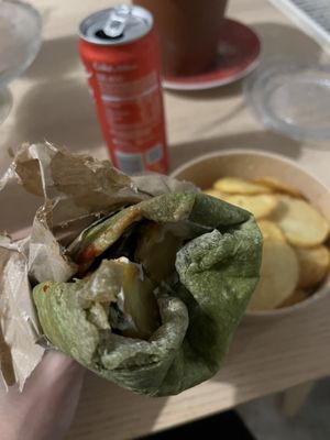 Vegan doner and chips   at Efendi Doner in Bucharest
