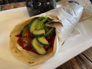 Classic vegan dürüm falafel, 34 lei  at Efendi Doner in Bucharest