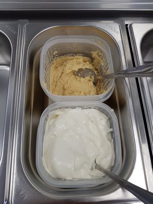 Houmous and mayo both homemade at Plant Cafe - maybe closed in Ipswich