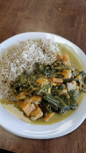 Sweet potato, kale & greens curry at Plant Cafe - maybe closed in Ipswich