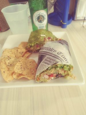 Vegan burrito.Muy bueno y preparado con esmero y amor at El Verde Comic Café in Rio Grande