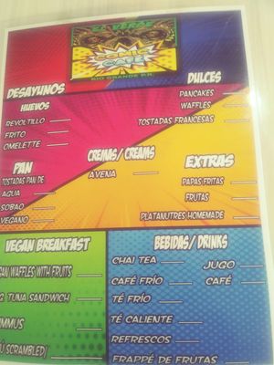 Parte del menu at El Verde Comic Café in Rio Grande