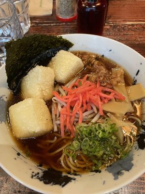 Ramen a base shouyo con tonkatsu di tofu   at Hakata in South East London