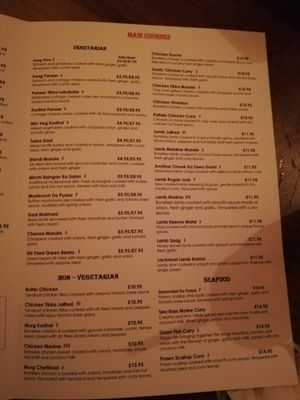 Menu at Swagatam Indian in Bristol