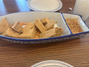 Tofu with peanut saucee  at Joy Thai Cuisine in Williamsport