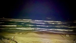 Beach out front at night   at Benedict in Herzliya