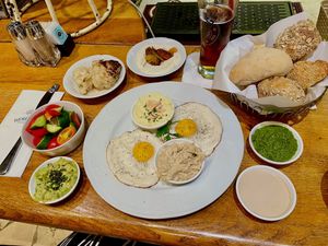 Classic Morning. You wouldn’t believe it was all vegan. Yo Eggs are ‘exactly' like real eggs - honest.   at Benedict in Herzliya