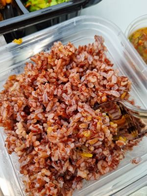 Brown rice at Tatale Vegan Restaurant in Accra