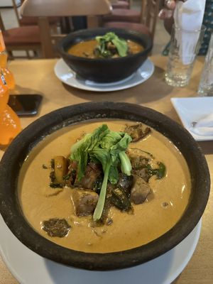 Fufu with Almond butter soup (other one is with groundnut soup)  at Tatale Vegan Restaurant in Accra