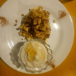 Pineapple crumble at Tatale Vegan Restaurant in Accra