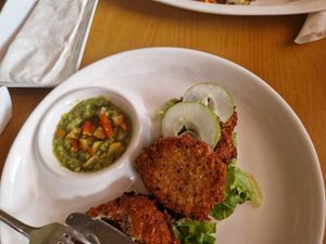 Bean fritters at Tatale Vegan Restaurant in Accra