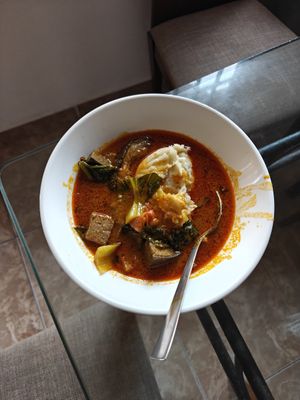 I took away the food and had it at home. This was half the fufu portion at Tatale Vegan Restaurant in Accra