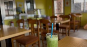 My green drink: cucumber, spinach, apple, lemonn  at Tatale Vegan Restaurant in Accra