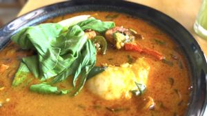 Fufu soup stew   at Tatale Vegan Restaurant in Accra