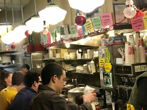 inside at B and H Dairy Vegetarian Restaurant in New York City