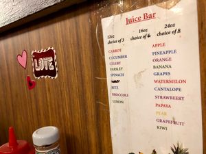 wall / juices at B and H Dairy Vegetarian Restaurant in New York City