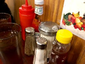 table at B and H Dairy Vegetarian Restaurant in New York City