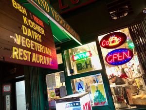ouside at B and H Dairy Vegetarian Restaurant in New York City