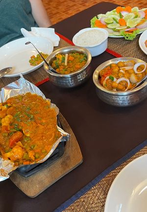 Masala dishes, rice and veggies  at Highway Curry - Kata in Phuket