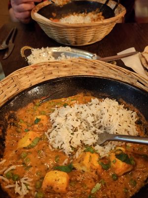 Matar paneer with Jeera Rice and Roti at Archana in Belfast