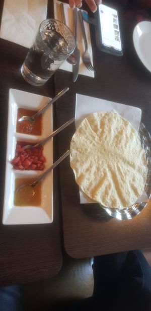 Poppadom and dips at Archana in Belfast