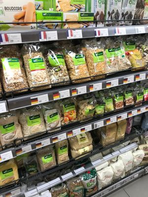 Dry food section at Baronesha in Tirana