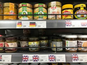 Jars of nut butters at Baronesha in Tirana