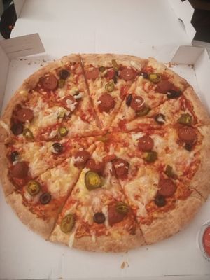 Vegan Sheese pizza at Papa John's in Bristol