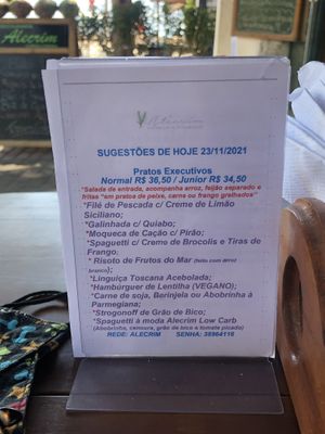Menu  at Alecrim in Ilhabela