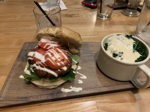 Falafel Burger with creamed kale at Hoptinger Beer Garden - Riverside in Jacksonville
