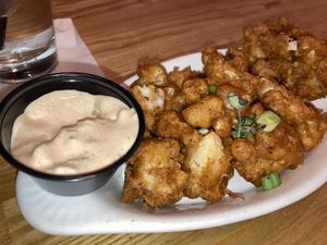 Cauli Heads with vegan dipping sauce  at Hoptinger Beer Garden - Riverside in Jacksonville