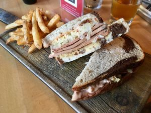 Vegan Reuben made with Zen Butcher "meats" at Hoptinger Beer Garden - Riverside in Jacksonville