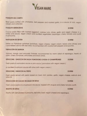 English menu at Il Paparazzo in Valparaiso